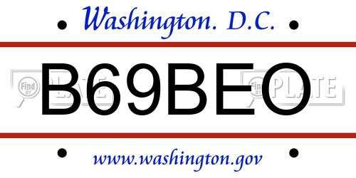 B69BEO District Of Columbia License Plate