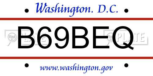 B69BEQ District Of Columbia License Plate