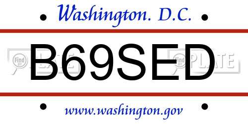 B69SED District Of Columbia License Plate