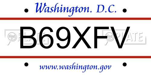 B69XFV District Of Columbia License Plate