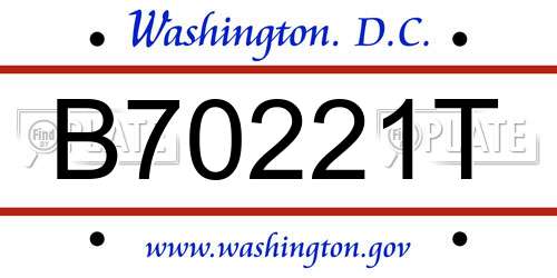 B70221T District Of Columbia License Plate