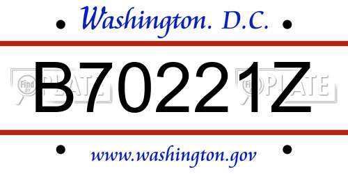 B70221Z District Of Columbia License Plate