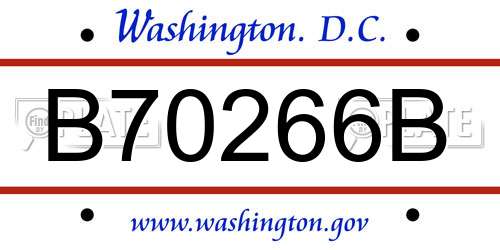 B70266B District Of Columbia License Plate