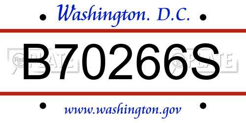 B70266S District Of Columbia License Plate