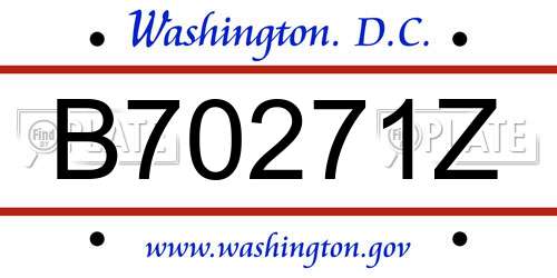 B70271Z District Of Columbia License Plate