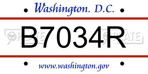 B7034R District Of Columbia License Plate