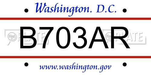B703AR District Of Columbia License Plate