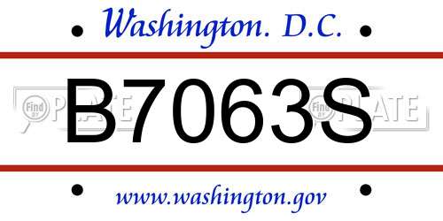 B7063S District Of Columbia License Plate