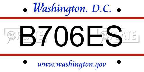 B706ES District Of Columbia License Plate