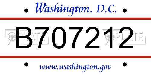 B707212 District Of Columbia License Plate