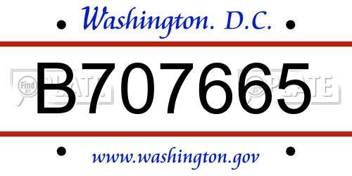 B707665 District Of Columbia License Plate