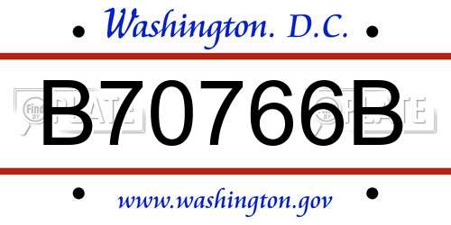 B70766B District Of Columbia License Plate