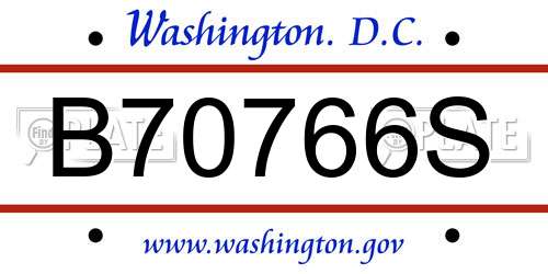 B70766S District Of Columbia License Plate