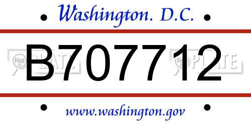 B707712 District Of Columbia License Plate