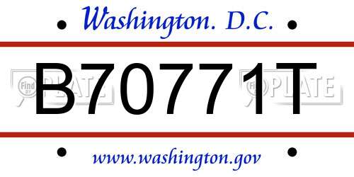B70771T District Of Columbia License Plate