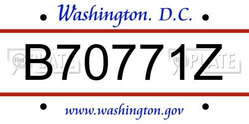 B70771Z District Of Columbia License Plate