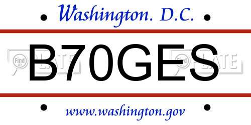 B70GES District Of Columbia License Plate