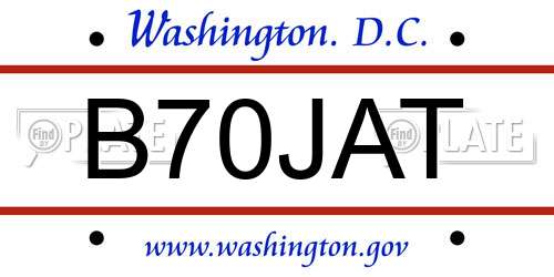 B70JAT District Of Columbia License Plate