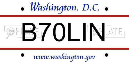 B70LIN District Of Columbia License Plate