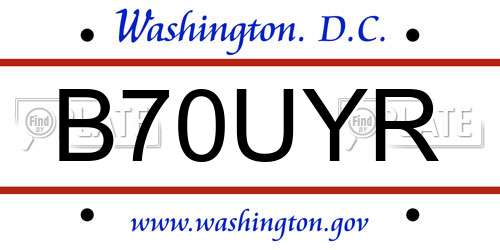 B70UYR District Of Columbia License Plate
