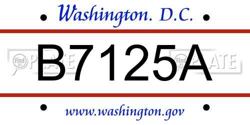 B7125A District Of Columbia License Plate