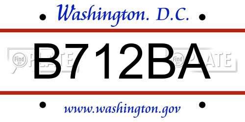 B712BA District Of Columbia License Plate