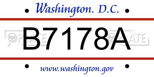 B7178A District Of Columbia License Plate