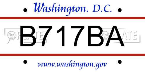 B717BA District Of Columbia License Plate