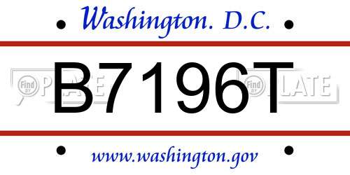 B7196T District Of Columbia License Plate