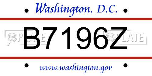 B7196Z District Of Columbia License Plate