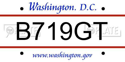 B719GT District Of Columbia License Plate