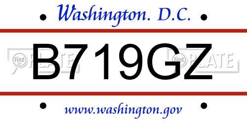 B719GZ District Of Columbia License Plate