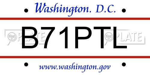 B71PTL District Of Columbia License Plate
