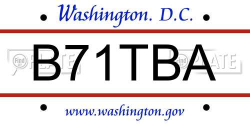 B71TBA District Of Columbia License Plate