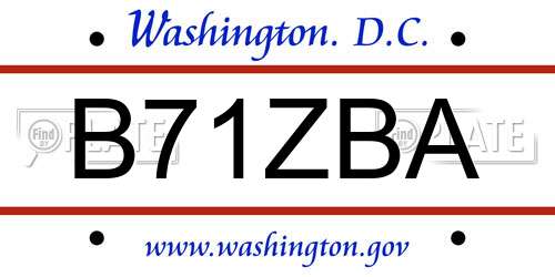 B71ZBA District Of Columbia License Plate