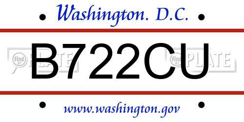 B722CU District Of Columbia License Plate
