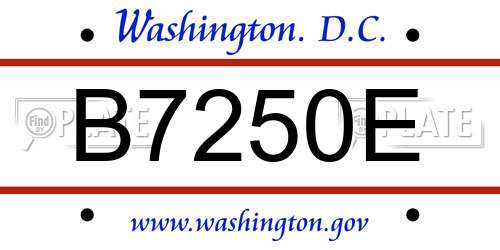 B7250E District Of Columbia License Plate