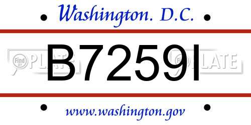 B7259I District Of Columbia License Plate