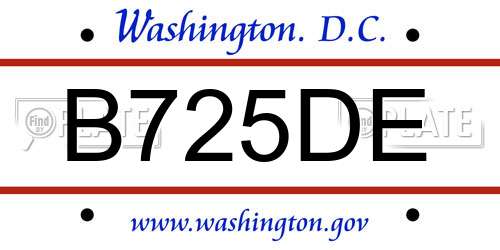 B725DE District Of Columbia License Plate