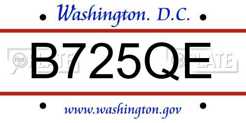 B725QE District Of Columbia License Plate