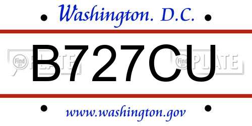 B727CU District Of Columbia License Plate