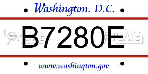 B7280E District Of Columbia License Plate