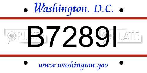 B7289I District Of Columbia License Plate