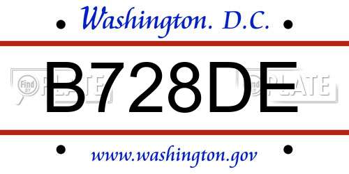 B728DE District Of Columbia License Plate