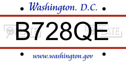 B728QE District Of Columbia License Plate