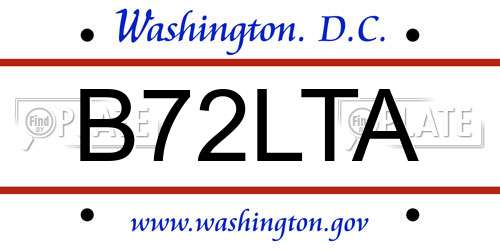 B72LTA District Of Columbia License Plate