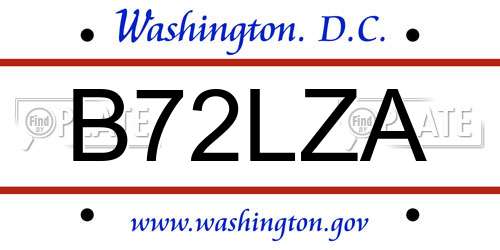 B72LZA District Of Columbia License Plate
