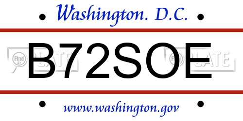B72SOE District Of Columbia License Plate