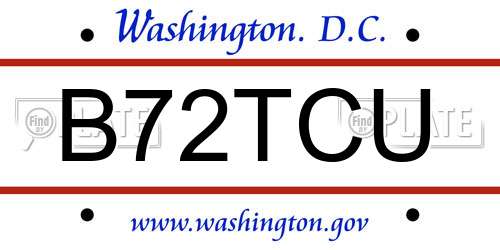 B72TCU District Of Columbia License Plate