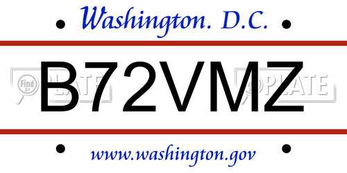 B72VMZ District Of Columbia License Plate